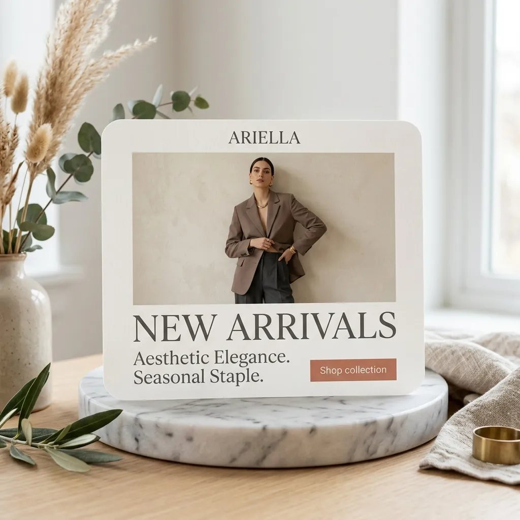 Fashion collection ad creative with product imagery and shop CTA